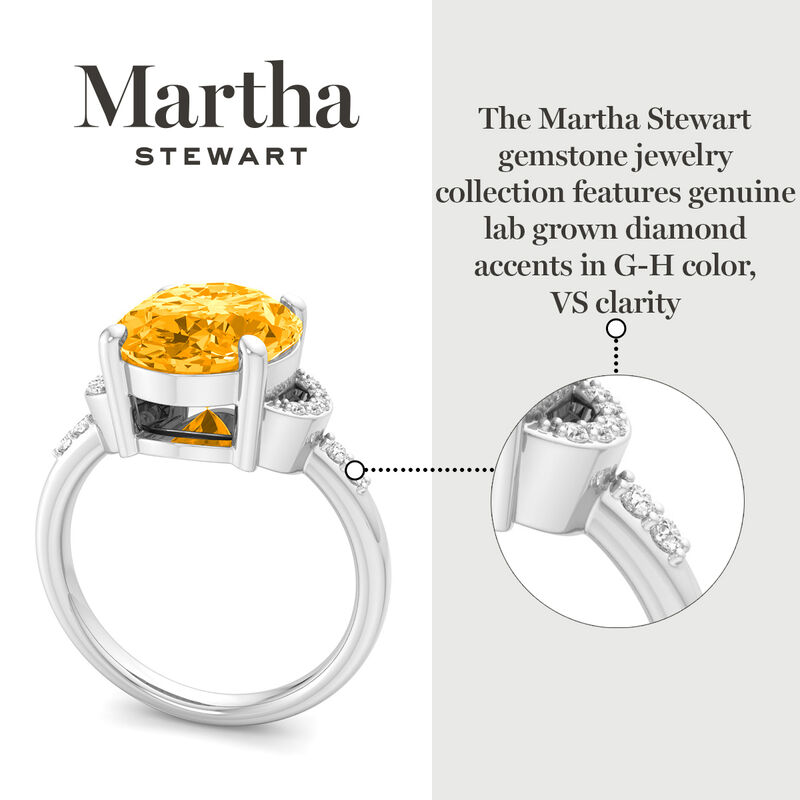 Martha Stewart 4 1/2ctw. Oval Citrine & Lab Grown Diamond Ring In Sterling Silver image number null